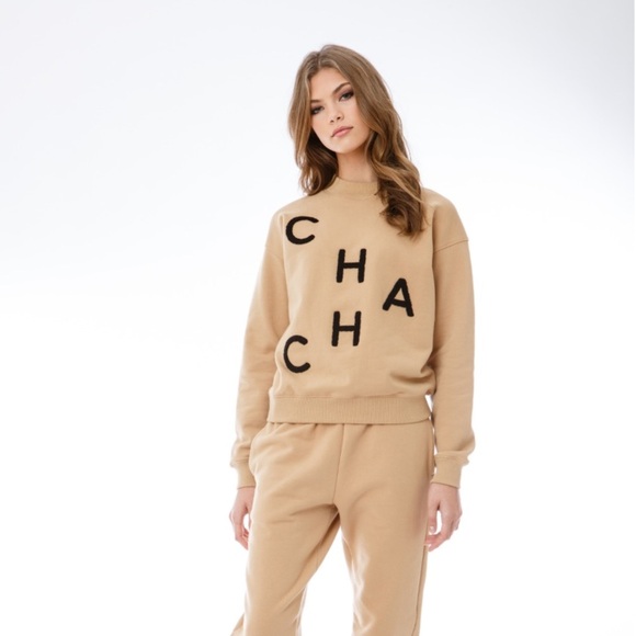 EllandEmm Cha Cha Tan Crewneck Sweatshirt Size Large - Picture 1 of 7